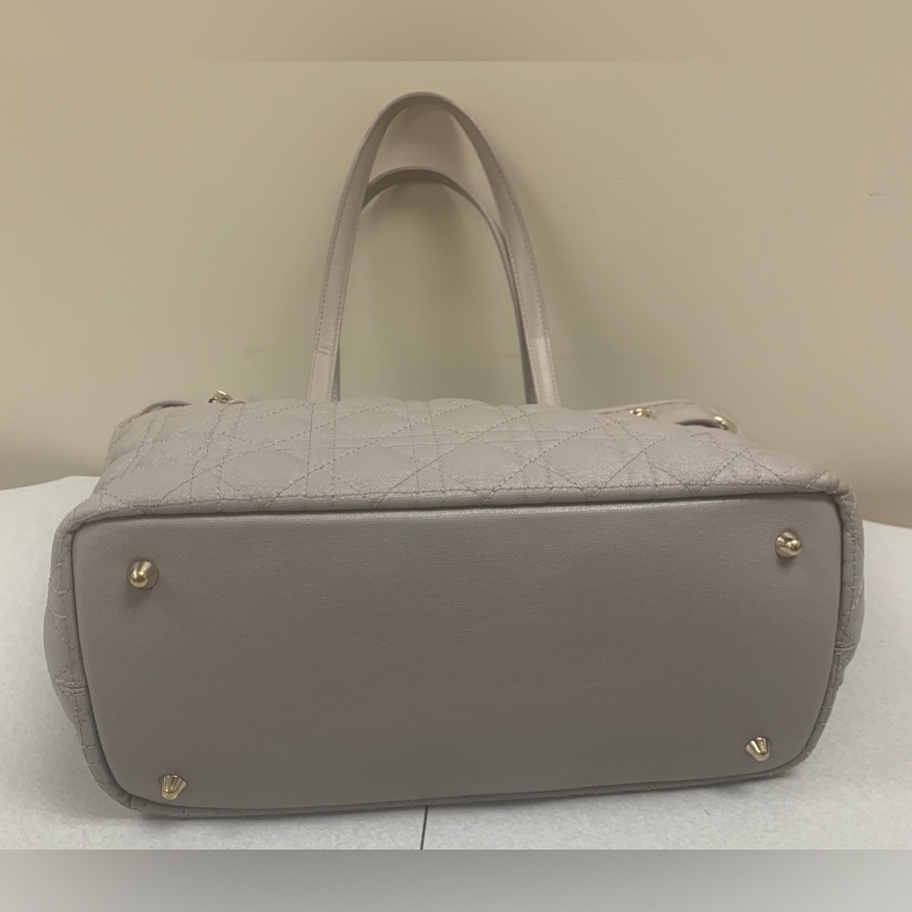 💐Authentic CHRISTIAN DIOR Gray Cannage Quilted Coated Canvas Small Tote … - Picture 6 of 16
